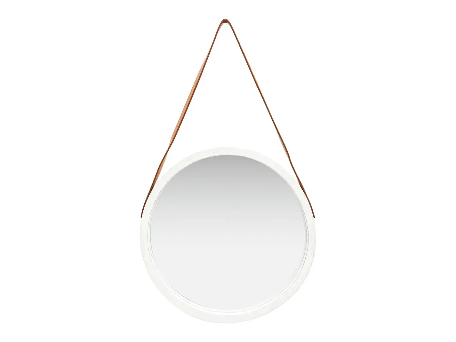 Espejo de pared con correa blanco 50 cm ES889415