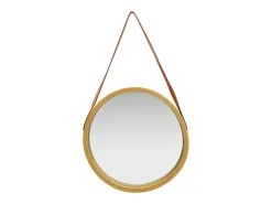 Espejo de pared con correa dorado 50 cm ES854731