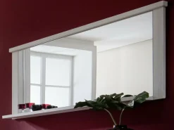 Espejo de pared con estante de melamina blanca Aria