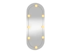 Espejo de pared con luces LED 30x70 cm cristal ovalado
