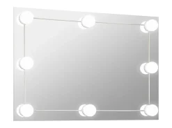 Espejo de pared con luces LED rectangular de vidrio ES114395