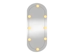 Espejo de pared con luces LED 35x80 cm cristal ovalado