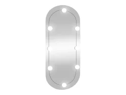 Espejo de pared con luces LED 35x80 cm cristal ovalado