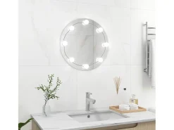 Espejo de pared con luces LED redondo de vidrio ES312264