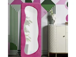 Espejo de pared con marco de terciopelo 160x60x4 cm Theodor - Fucsia