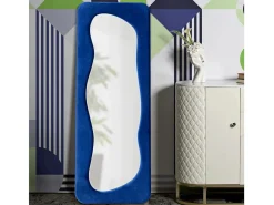 Espejo de pared con marco de terciopelo 160x60x4 cm Theodor - Azul Marino