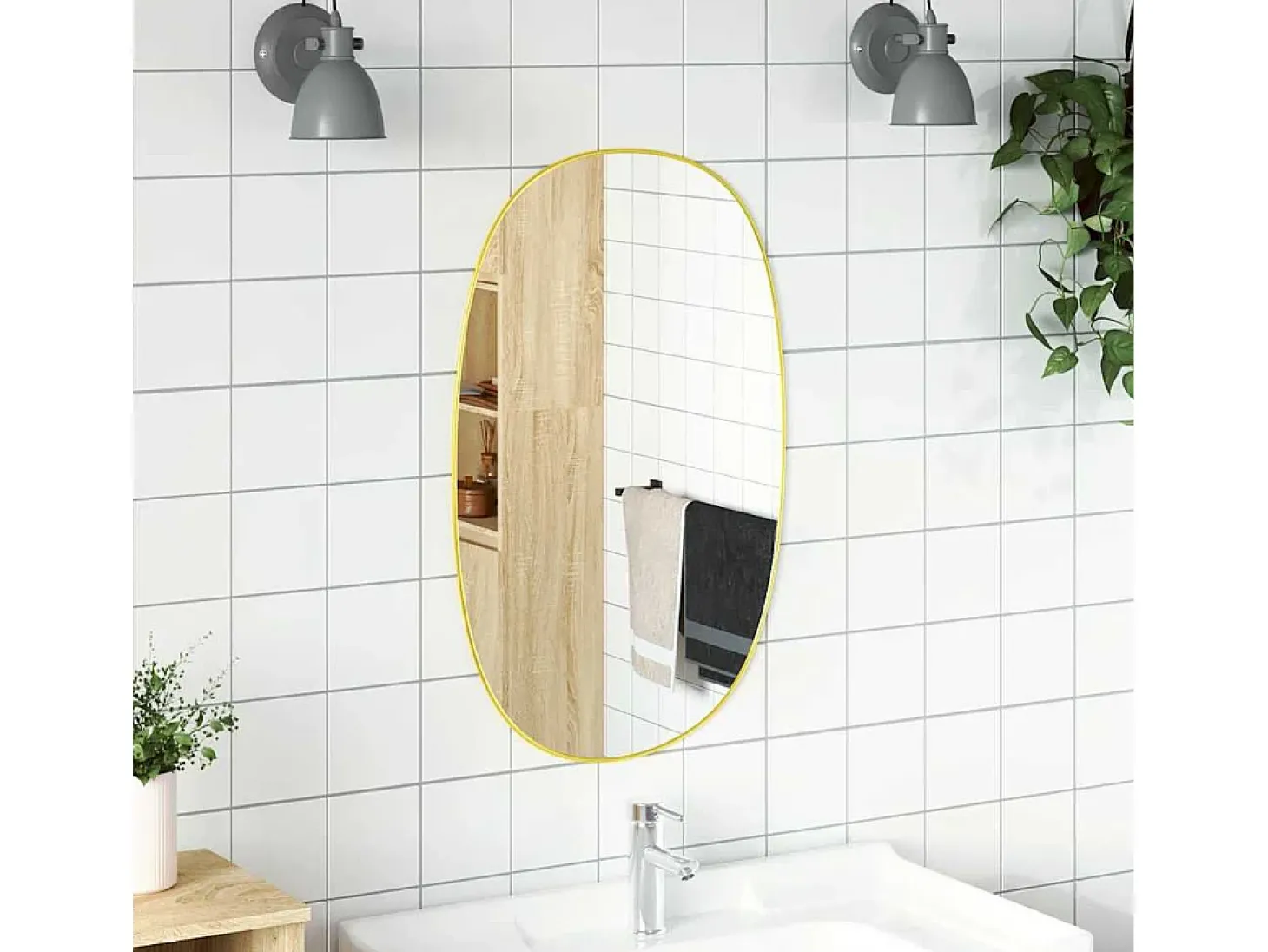 Espejo de pared dorado 70x45 cm