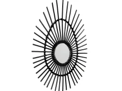 Espejo de Pared en Ratán Ovalado Deko Negro 80cm Thinia Home