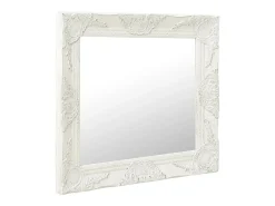 Espejo de pared estilo barroco 60x60 cm Blanco