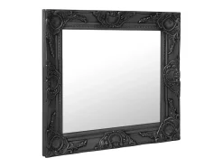 Espejo de pared estilo barroco negro 50x50 cm ES663592