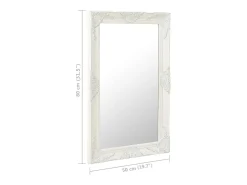 Espejo de pared estilo barroco blanco 50x80 cm ES104955