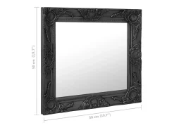 Espejo de pared estilo barroco 50x50 cm negro