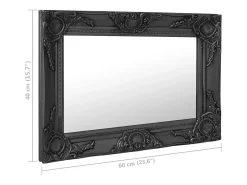 Espejo de pared estilo barroco 60x40 cm negro
