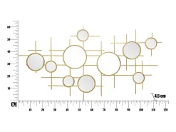 Espejo de pared geométrico dorado con múltiples espejos redondos 117x61cm Gloxy