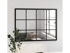 Espejo de pared metal negro 80x60 cm ES335417