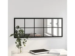 Espejo de pared metal negro 100x40 cm ES146676