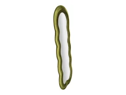 Espejo de pared o de pie diseño ondulado en terciopelo 60x160cm Miki - Verde oscuro