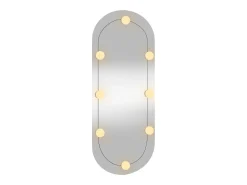 Espejo de pared ovalado con luces LED vidrio 30x70 cm ES683951