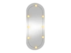 Espejo de pared ovalado con luces LED vidrio 45x100 cm ES801841