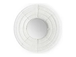 Espejo de pared redondo de mimbre blanco Gaell D 90 cm