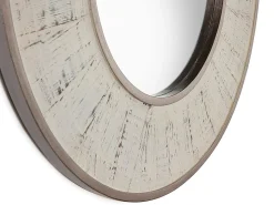 Espejo de pared redondo de madera blanca antigua TANUZ – Ø 80 cm