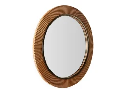 Espejo de pared redondo VUNA de metal y madera bicolor – Ø 108 cm