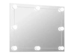 Espejo de pared sin marco con luces LED rectangular de vidrio ES156739