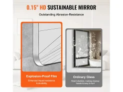 Espejo de Pared SucceBuy, 91,5 x 91,5 cm, Plata, Espejo Resistente a Rayones con Soporte en Forma de Z, con Contornos en Aleación de Aluminio