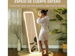 Espejo de pie Atlantis Homcom luz LED ajustable negro 150x40 cm