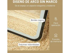 Espejo de pie Atlantis Homcom luz LED ajustable negro 150x40 cm