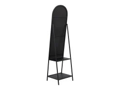 Espejo de pie con 2 estantes - Metal - Ancho 46 x Prof. 41 x Alt. 172 cm - Negro - LIVIO