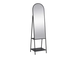 Espejo de pie con 2 estantes - Metal - Ancho 46 x Prof. 41 x Alt. 172 cm - Negro - LIVIO