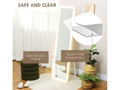 Espejo de pie Nerpio Homcom luz LED ajustable blanco 160x40 cm