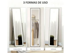 Espejo de pie Nerpio Homcom luz LED ajustable gris 160x40 cm