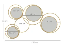 Espejo decorativo Dilux Homcom 4 espejos dorado 68x110x2 cm