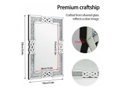 Espejo decorativo grande para salón, espejo de pared decorativo rectangular, espejos de pared de diseño, 100x70cm