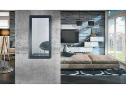 Espejo Enigma 89, espejo de pared con marco de estilo moderno, Azul real (89 x 45 cm)