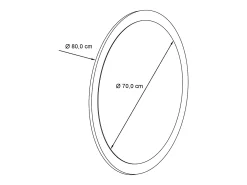Espejo Globe 80 cm, Espejo de Pared Redondo Decorativo para Recibidor y Sala de Estar con Marco de MDF en burdeos de alto brillo