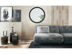 Espejo Globe 80 cm, Espejo de Pared Redondo Decorativo para Recibidor y Sala de Estar con Marco de MDF en negro mate