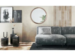 Espejo Globe 80 cm, Espejo de Pared Redondo Decorativo para Recibidor y Sala de Estar con Marco de MDF en aspecto en bronce
