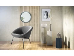 Espejo Globe 50 cm, Espejo de Pared Redondo Decorativo para Recibidor y Sala de Estar con Marco de MDF en gris de alto brillo