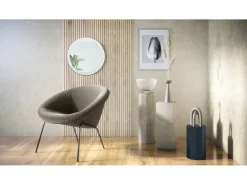Espejo Globe 50 cm, Espejo de Pared Redondo Decorativo para Recibidor y Sala de Estar con Marco de MDF en blanco mate