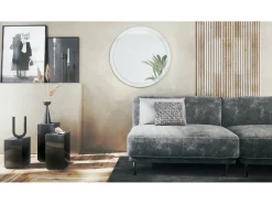 Espejo Globe 80 cm, Espejo de Pared Redondo Decorativo para Recibidor y Sala de Estar con Marco de MDF en blanco de alto brillo