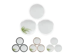 Espejo Globe 50 cm juego de 3, 3 espejos de pared redondos decorativos para pasillo y salón con marco de MDF en blanco mate