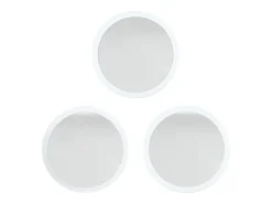 Espejo Globe 50 cm juego de 3, 3 espejos de pared redondos decorativos para pasillo y salón con marco de MDF en burdeos de alto brillo