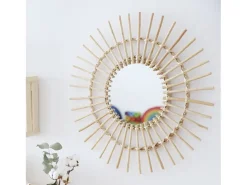 Espejo grande de rattan marrón 58x23,5cm