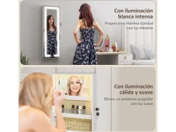 Espejo joyero Selene Homcom con luz LED blanco 118x44x16 cm