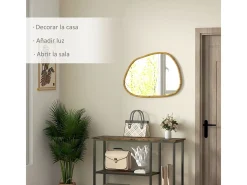Espejo Kendra Homcom forma irregular marco madera natural 50x70x2,1 cm