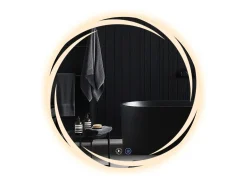 Espejo NETTLIFE con Iluminación Espejo de Baño Redondo LED Espejo de Baño 80cm Redondo IP44 Espejo de Baño con Táctil
