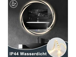 Espejo NETTLIFE con Iluminación Espejo de Baño Redondo LED Espejo de Baño 80cm Redondo IP44 Espejo de Baño con Táctil